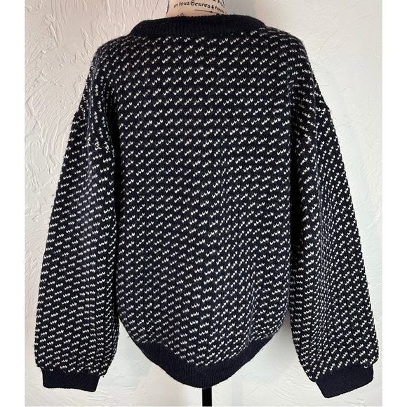 L.L.Bean Vintage 80s Men’s Wool Norwegian Birdseye Fisherman Sweater, size Large - Picture 7 of 11